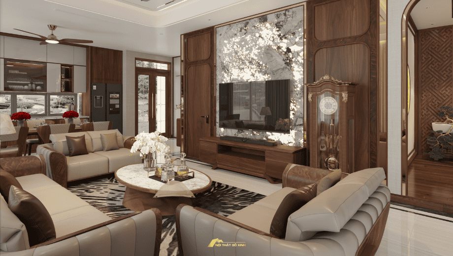 Xu hướng bàn trà gỗ óc chó hình tròn không lỗi mốt