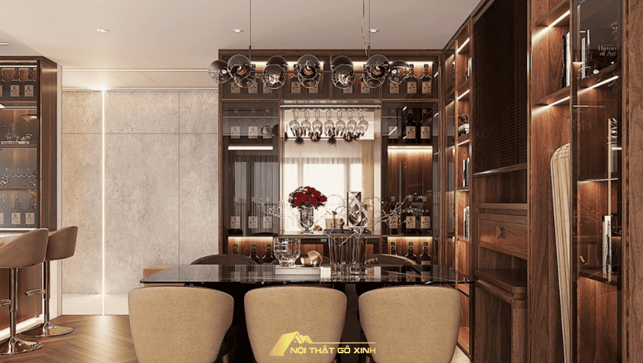 Xu hướng thiết kế quầy bar gỗ óc chó hiện đại
