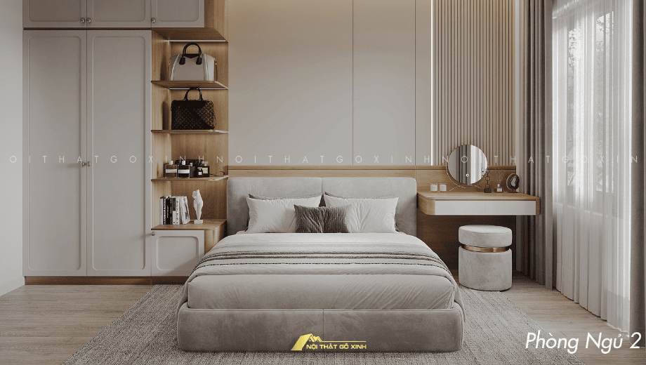 Giường ngủ gỗ óc chó bọc da sang trọng