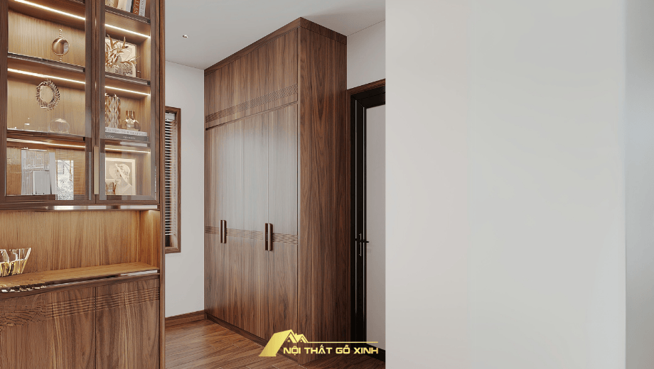 Tủ quần áo gỗ óc chó hiện đại