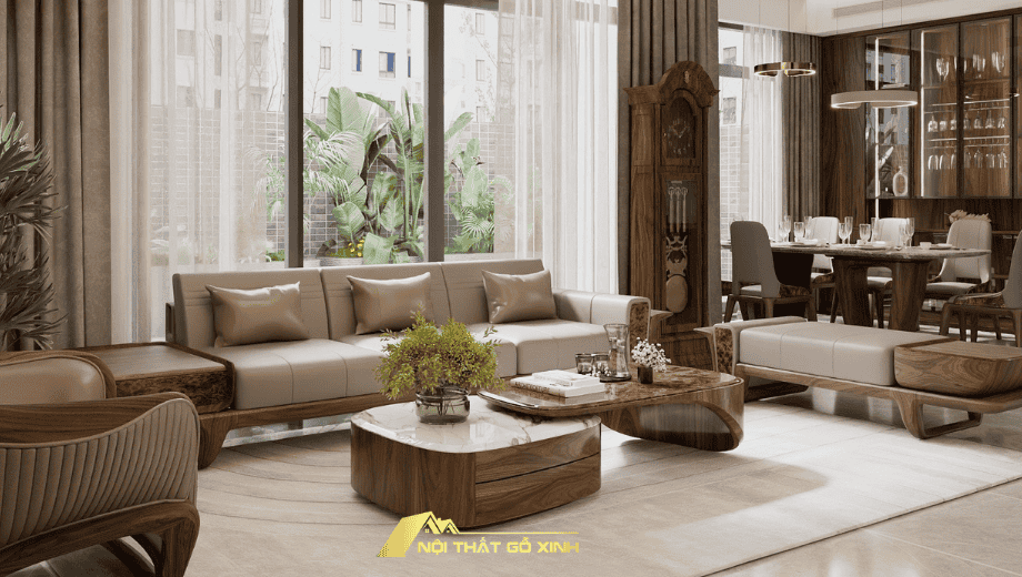 Bàn trà gỗ óc chó chữ nhật, tròn, oval