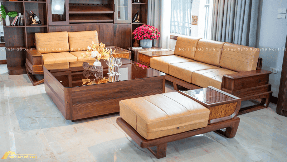 Độ bền vượt trội của sofa chữ L gỗ óc chó