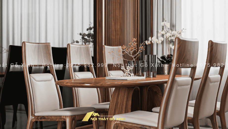 Nâng Tầm Không Gian Bếp Với Bộ Bàn Ăn Gỗ Óc Chó