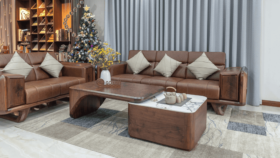 Phong Cách Thiết Kế Sofa Chữ L Gỗ Óc Chó