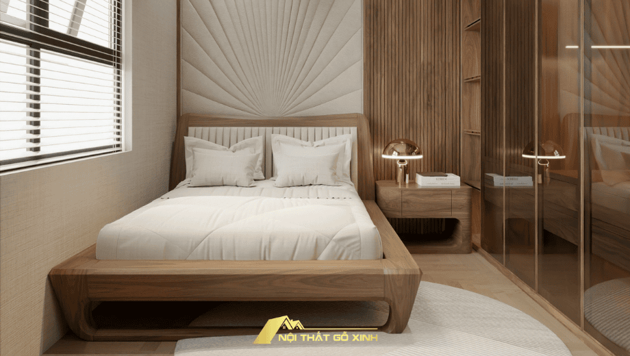 Phòng Ngủ Gỗ Óc Chó Phong Cách Hiện Đại