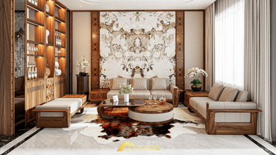 Phong thủy sofa chữ L gỗ óc chó: Mang tài lộc cho gia chủ
