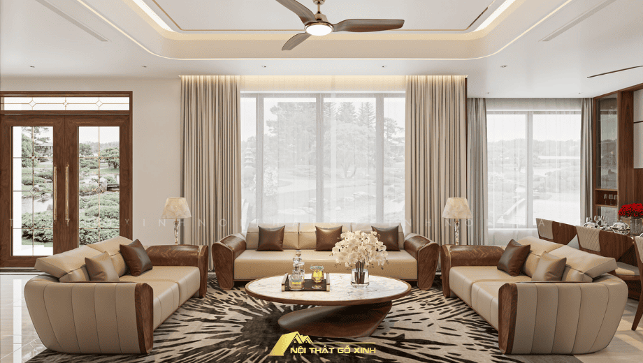 Sofa Gỗ Óc Chó Chữ U – Biểu Tượng Đẳng Cấp Cho Nhà Phố & Biệt Thự