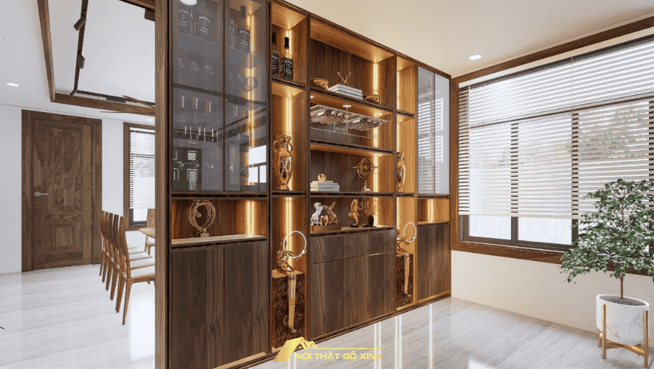 Tổng quan về mẫu tủ rượu gỗ óc chó 