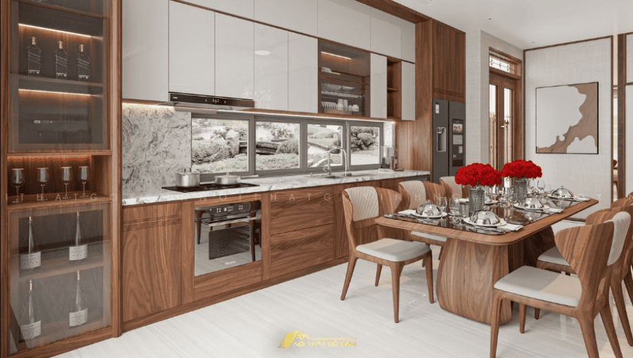 Tủ Bếp Gỗ Óc Chó Kết Hợp Đá Granite: Sự Lựa Chọn Đẳng Cấp Cho Không Gian Bếp