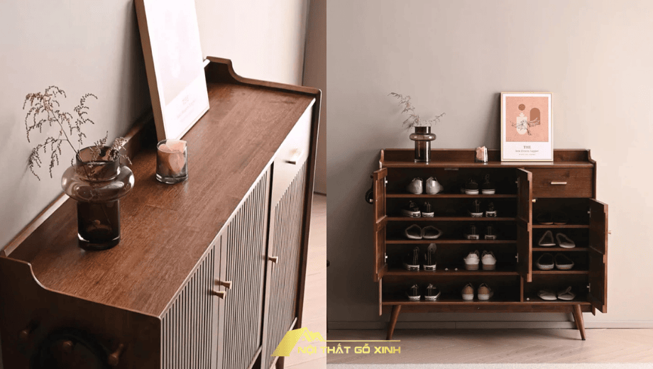Tủ Giày Gỗ Óc Chó Đa Năng