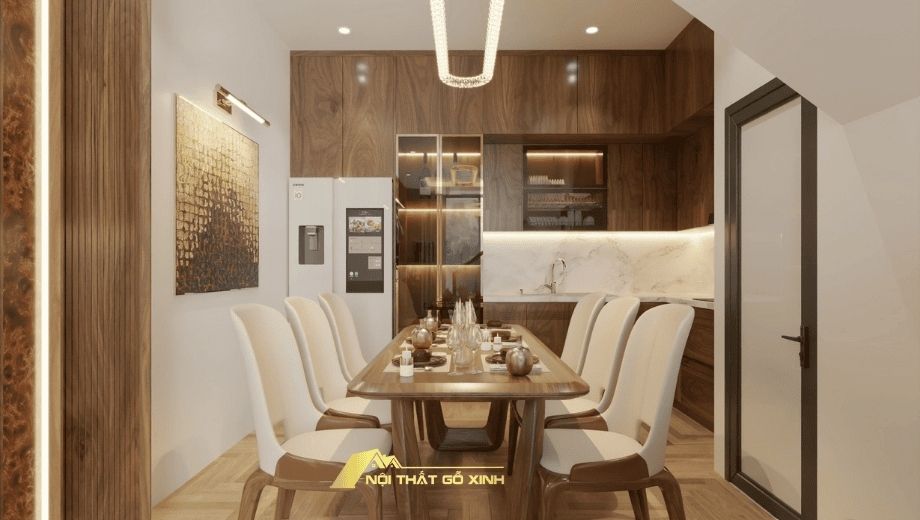 Bàn ăn gỗ óc chó cho căn hộ