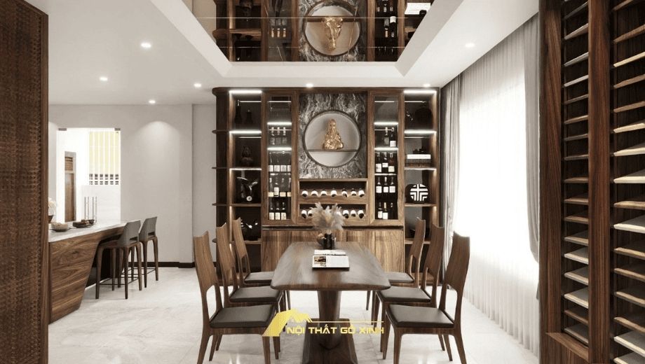Bàn ăn gỗ óc chó cho nhà phố 