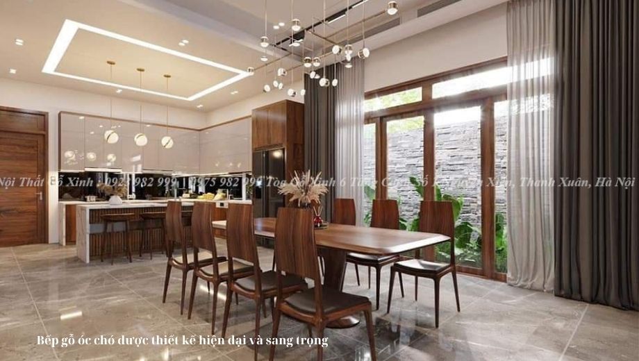 Lưu ý khi thiết kế bếp gỗ óc chó 