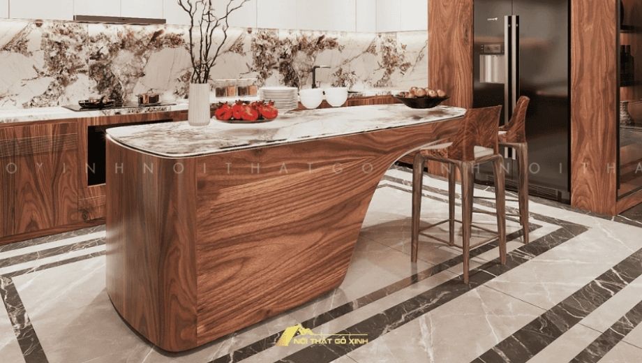Bàn đảo gỗ óc chó cao cấp