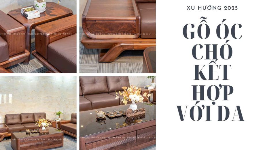 Đặc điểm của gỗ óc chó kết hơp với da 
