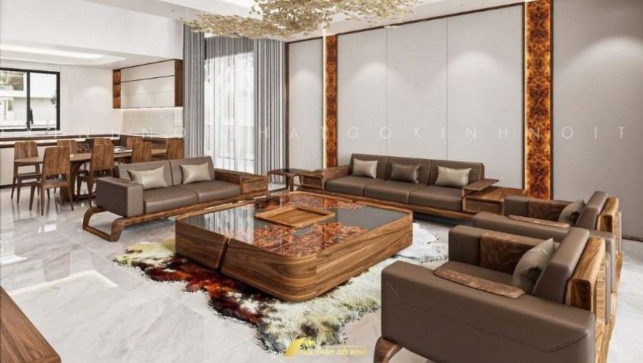 Sofa bọc da nâu cao cấp