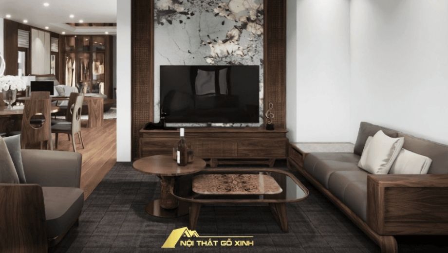Bàn trà gỗ óc chó với điểm nhấn tinh tế 