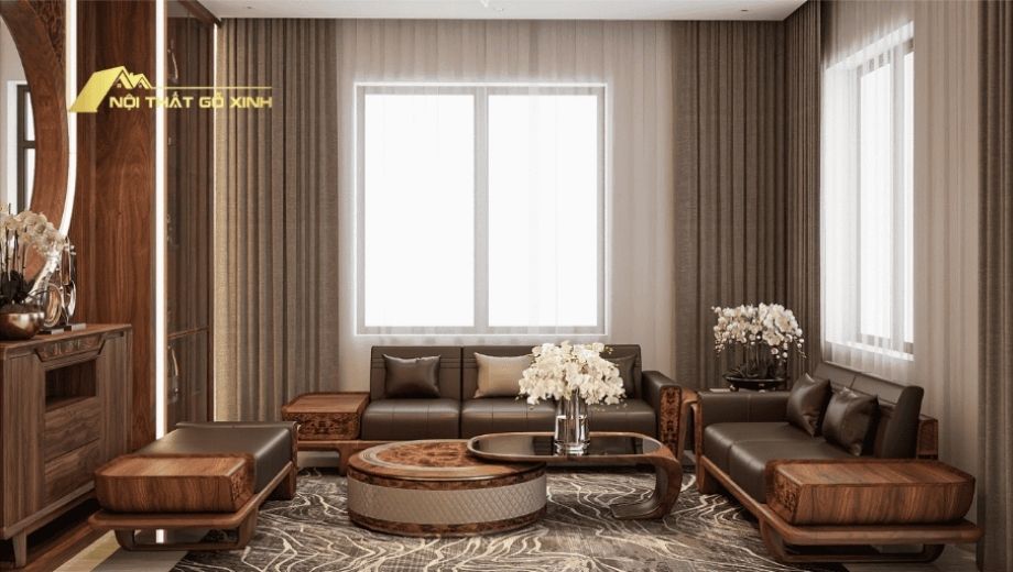 Bàn trà gỗ óc chó tròn mềm mại