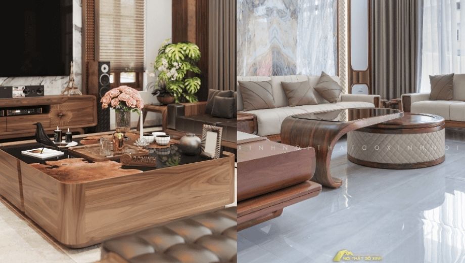 Bàn trà gỗ óc chó với đa dạng phong cách thiết kế 