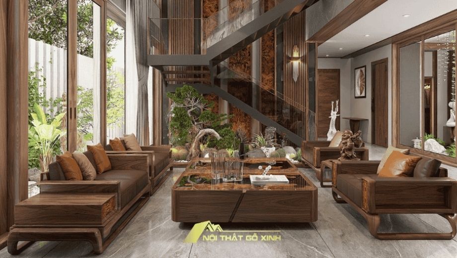 Phong cách biệt thự sang trọng với gỗ óc chó 