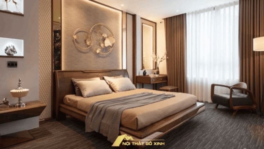 Phòng ngủ gỗ óc chó sang trọng đẳng cấp 