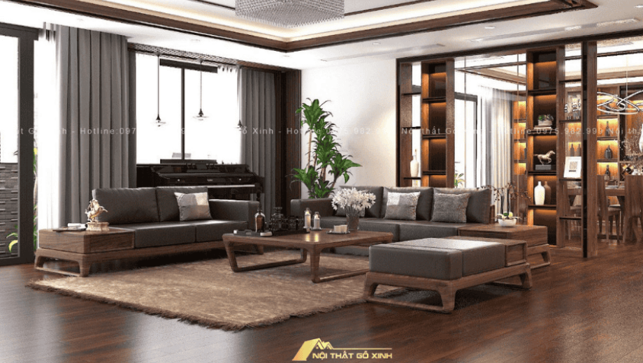 Sofa gỗ óc chó cao cấp 