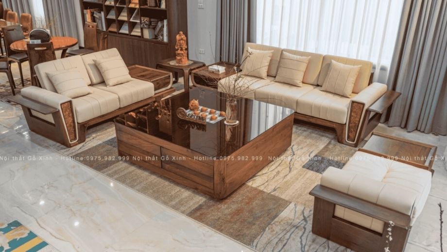 Ghế sofa gỗ óc chó
