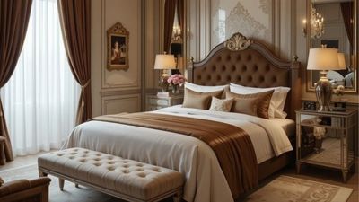 Thiết kế phòng ngủ gỗ óc chó phong cách cổ điển