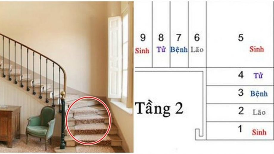 Tính số bậc cầu thang gỗ óc chó theo quy tắc Sinh Lão Bệnh Tử