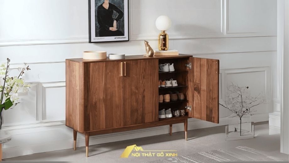 Tủ giày gỗ óc chó đứng