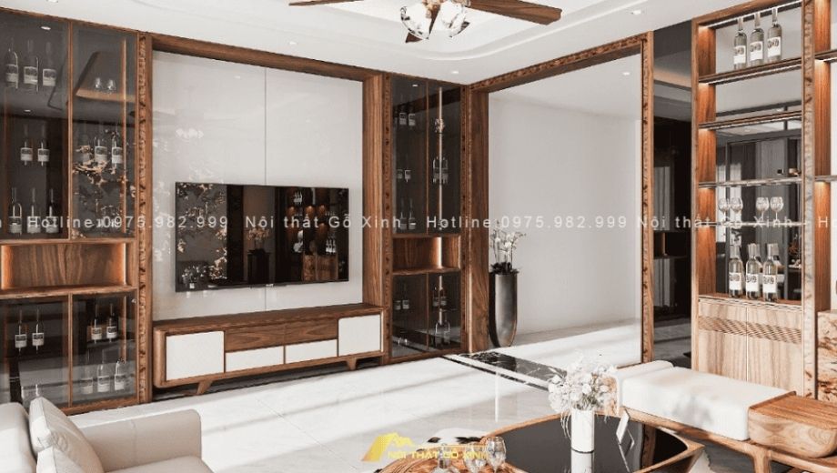 Tủ rượu trong phòng khách 