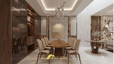 Bàn ghế ăn gỗ óc chó cho gia chủ mệnh Kim đón phú quý