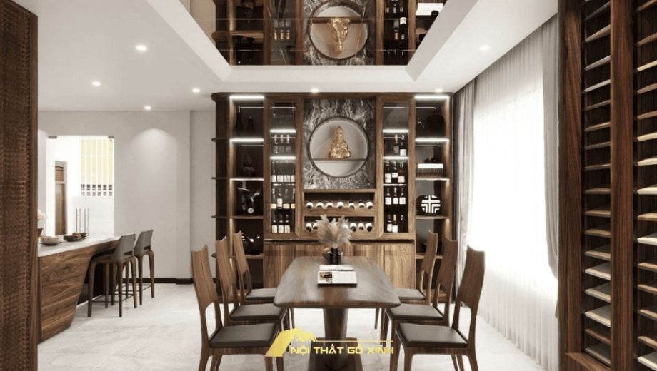 Ánh sáng phòng ăn hài hòa làm tăng cảm giác ấm cúng 