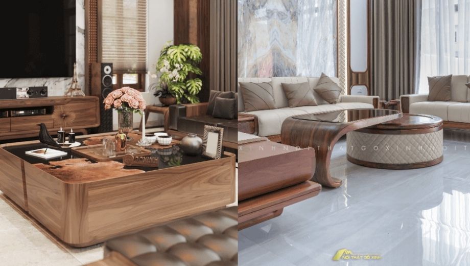 Bàn trà gỗ óc chó- điểm cân bằng năng lượng 