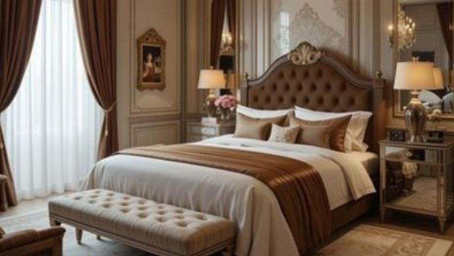 Giường ngủ gỗ óc chó bọc da thẩm mỹ vượt trội 