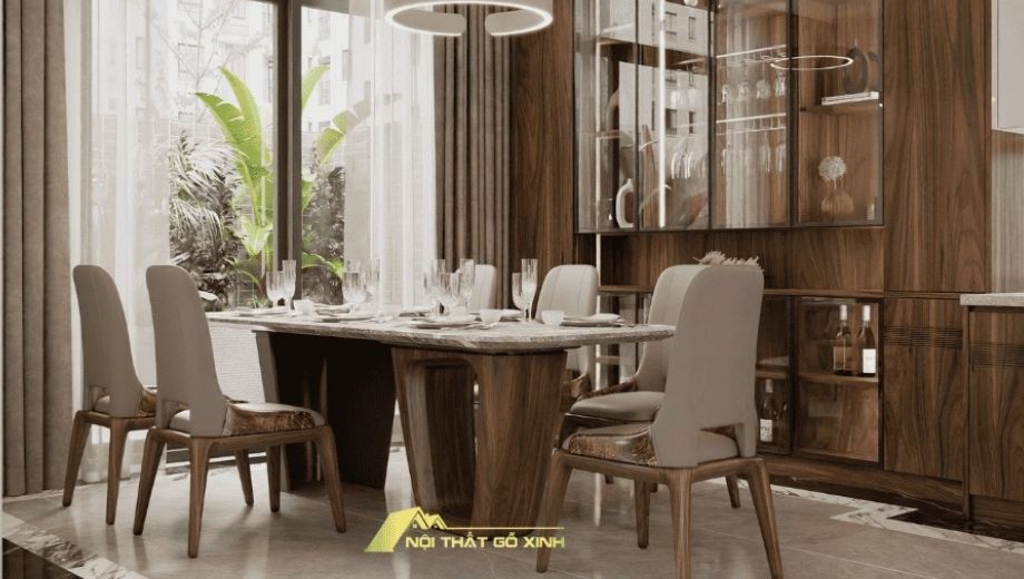 Phòng bếp gỗ óc chó đẳng cấp sang trọng 