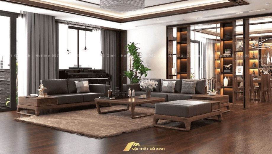 Sofa gỗ óc chó-trung tâm của không gian 