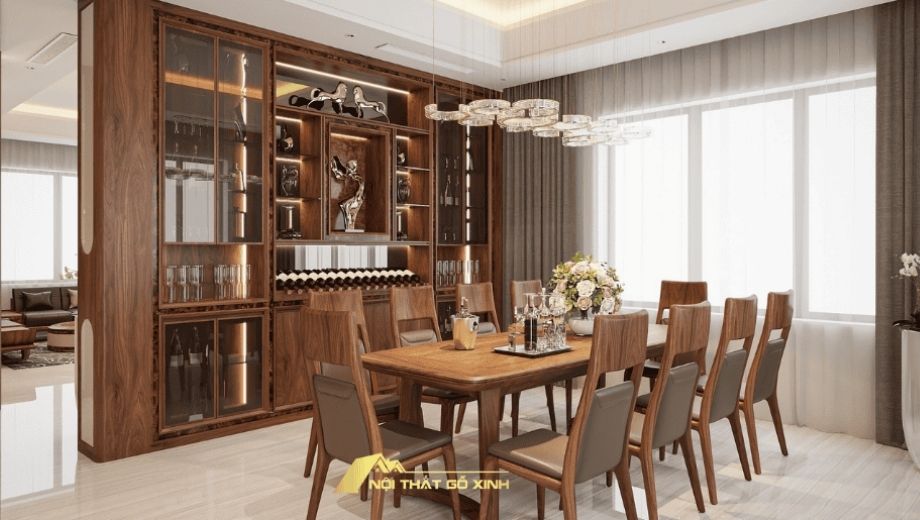 Ý nghĩa phong thủy bàn ăn gỗ óc chó hình chữ nhật 