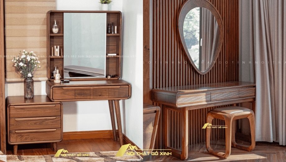 Bàn phấn gỗ óc chó 