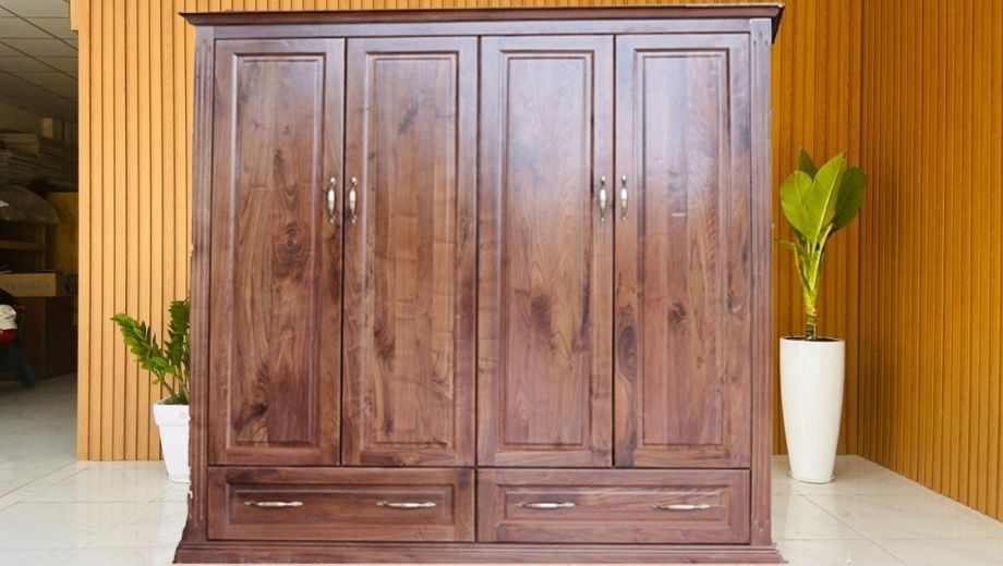 Cấu trúc của tủ gỗ óc chó 4 cánh