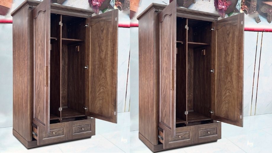 Tủ quần áo gỗ óc chó 2 cánh 