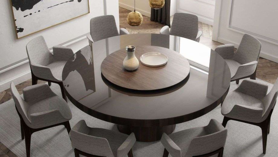 Bàn ăn tròn kết hợp mặt kính