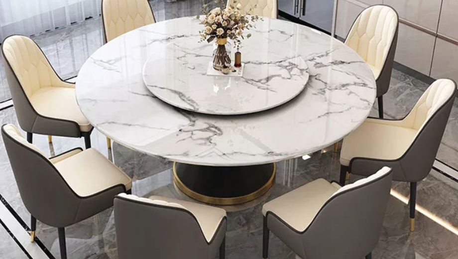 Bàn ăn tròn vân đá
