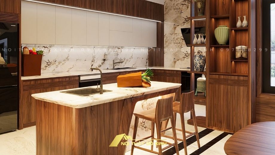 Bàn đảo gỗ óc chó