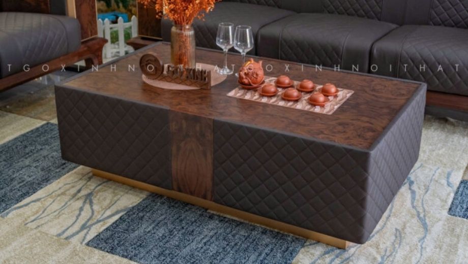 Bàn trà gỗ óc chó đơn giản nhưng sang trọng