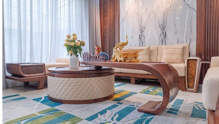 Bàn trà gỗ óc chó thiết kế sáng tạo
