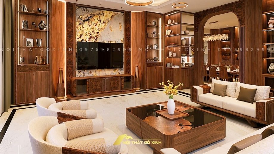 Bàn trà kệ tivi trang trí đồng bộ 