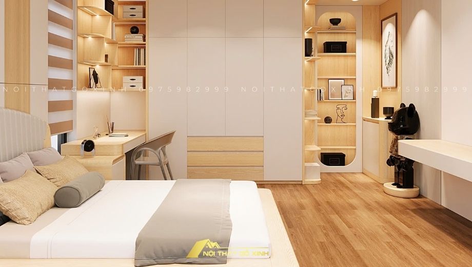 Giường óc chó và bàn học thông minh 