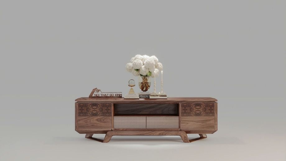 Kệ tivi gỗ óc chó kết hợp ngăn kéo đa năng