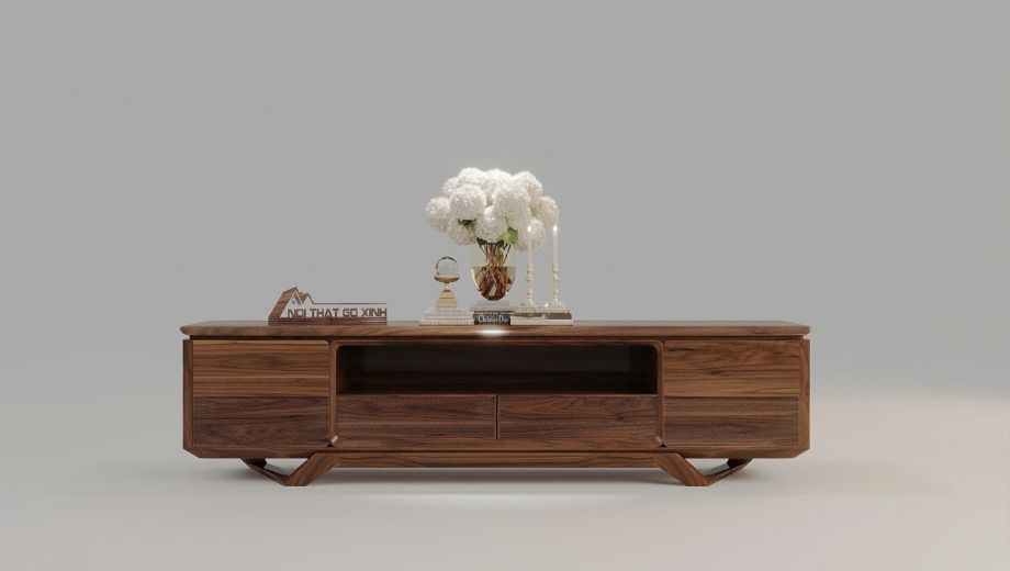 Kệ tivi gỗ óc chó nguyên khối